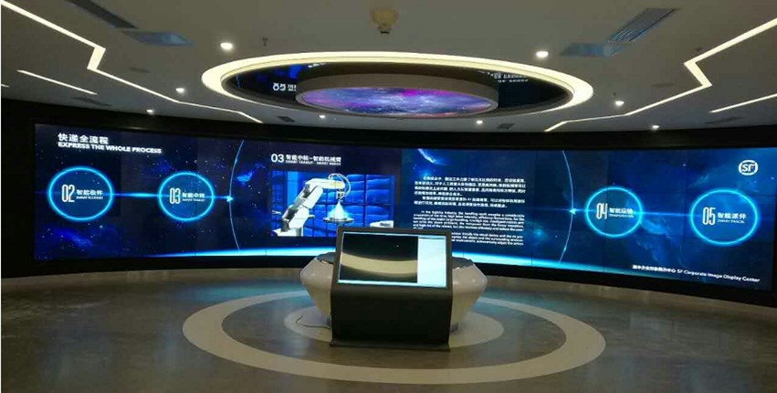 楼宇案例-顺丰总部展厅曲面拼接